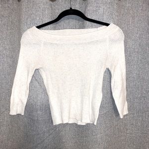 Ivory Heather Wide Shoulder Crop